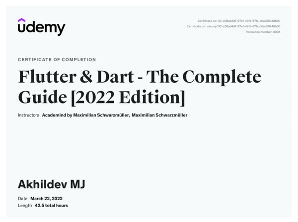 Flutter & Dart - The Complete Guide