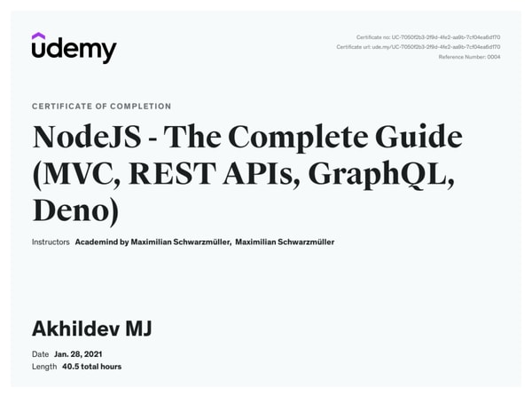 NodeJS - The Complete Guide (MVC, REST APIs, GraphQL, Deno)