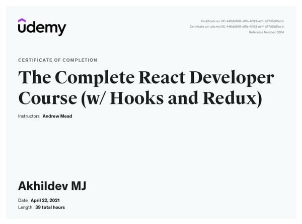 The Complete React Developer Course (w/ Hooks and Redux)